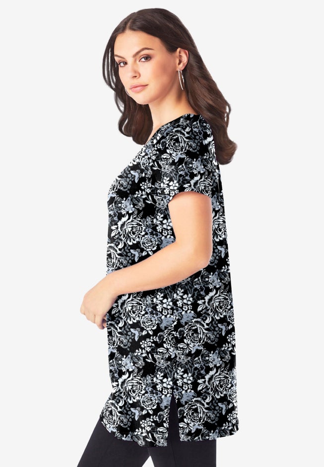 Plus Size Cotton Short Sleeve V-Neck Ultimate Tunic image number 2