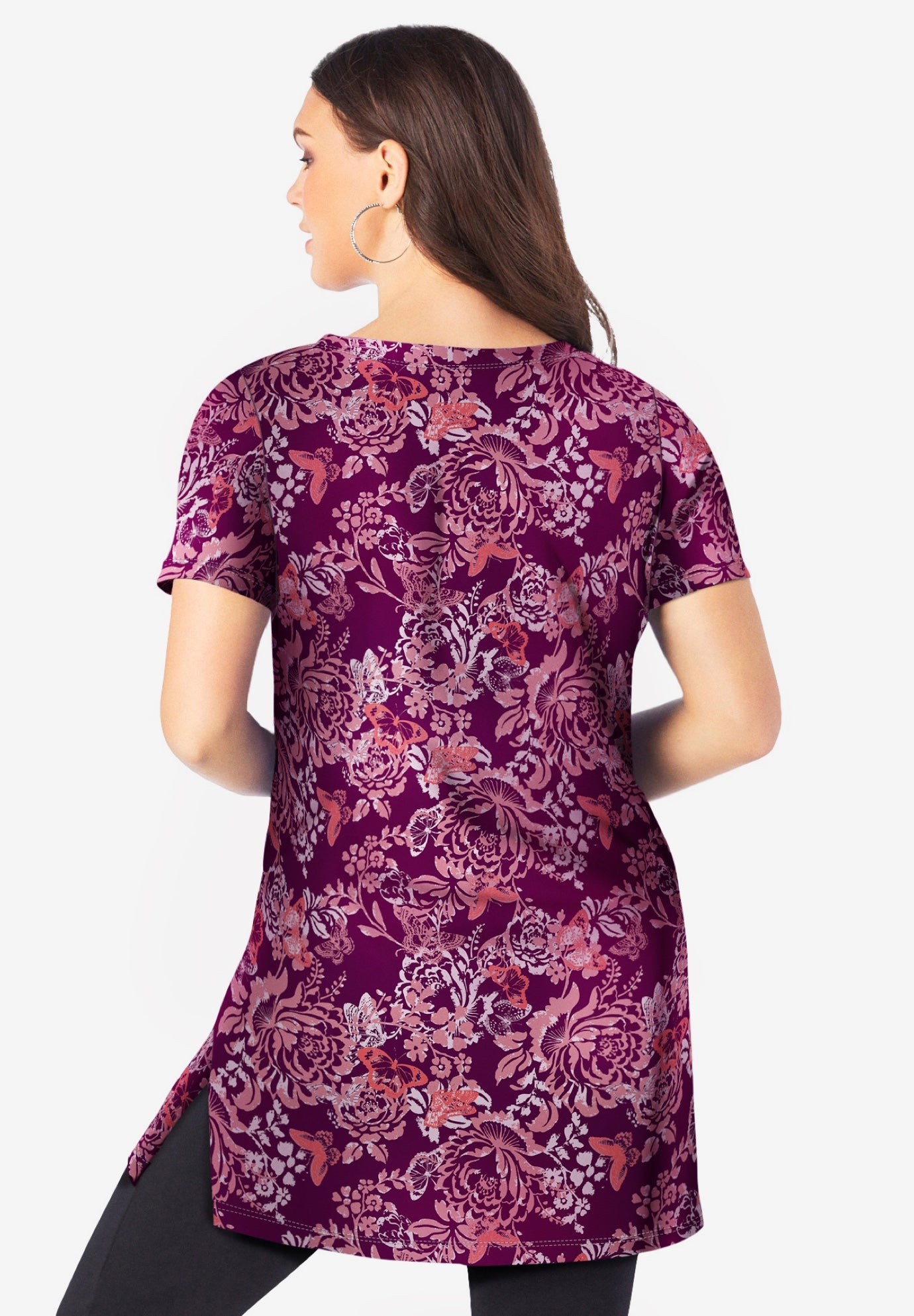 Plus Size Cotton Short Sleeve V-Neck Ultimate Tunic image number 2