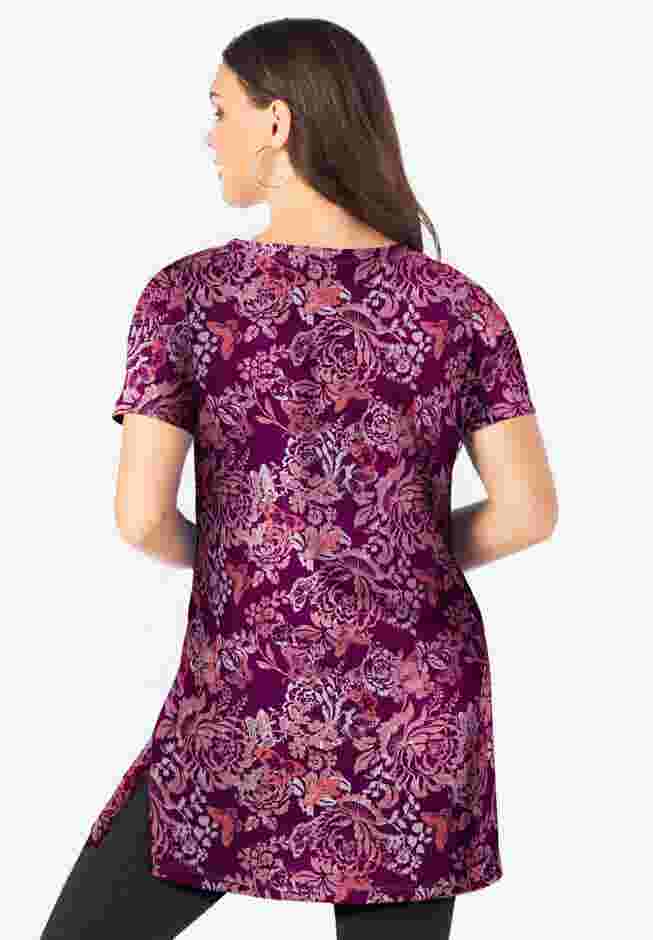 Plus Size Cotton Short Sleeve V-Neck Ultimate Tunic image number 2