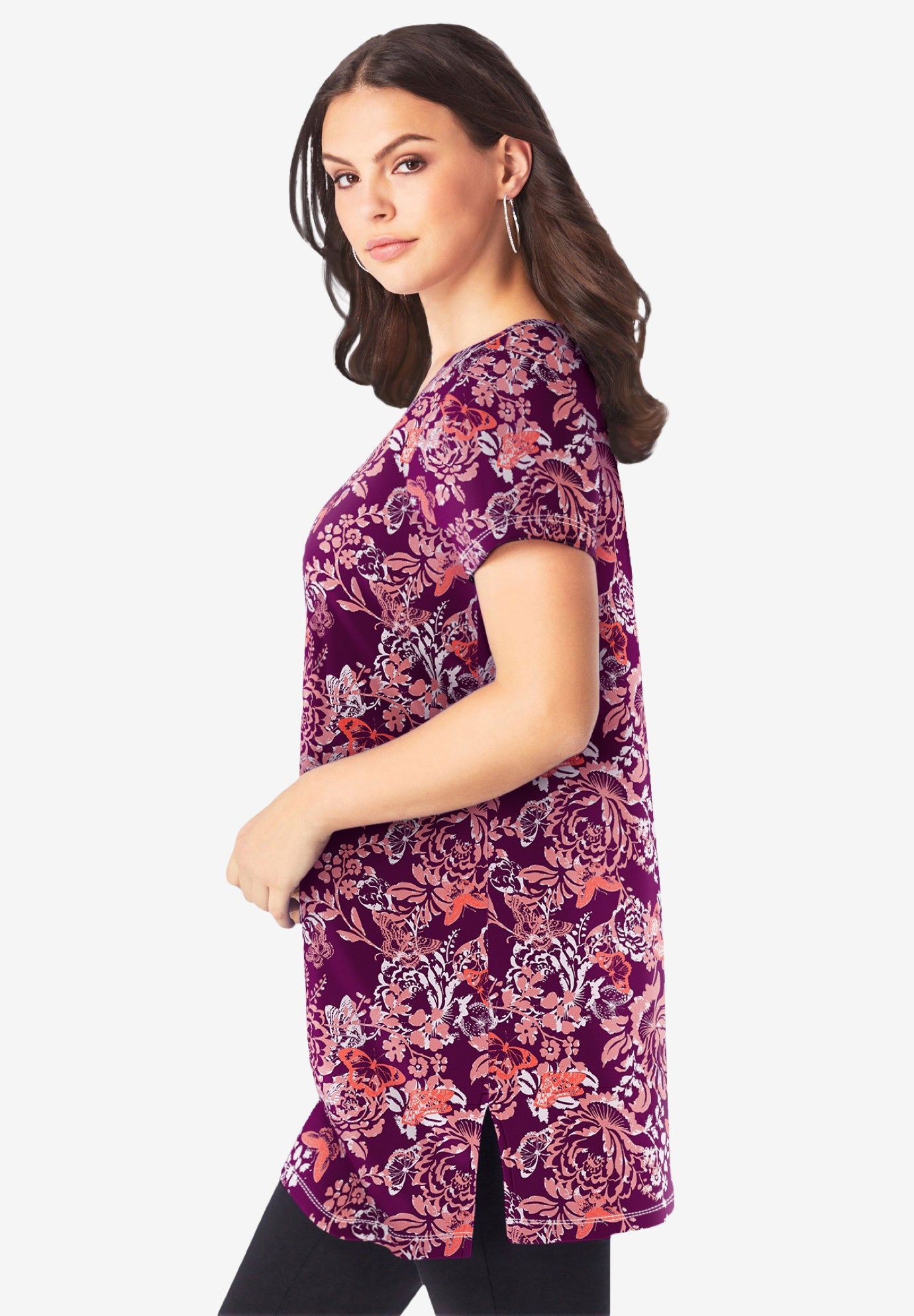 Plus Size Cotton Short Sleeve V-Neck Ultimate Tunic image number 3