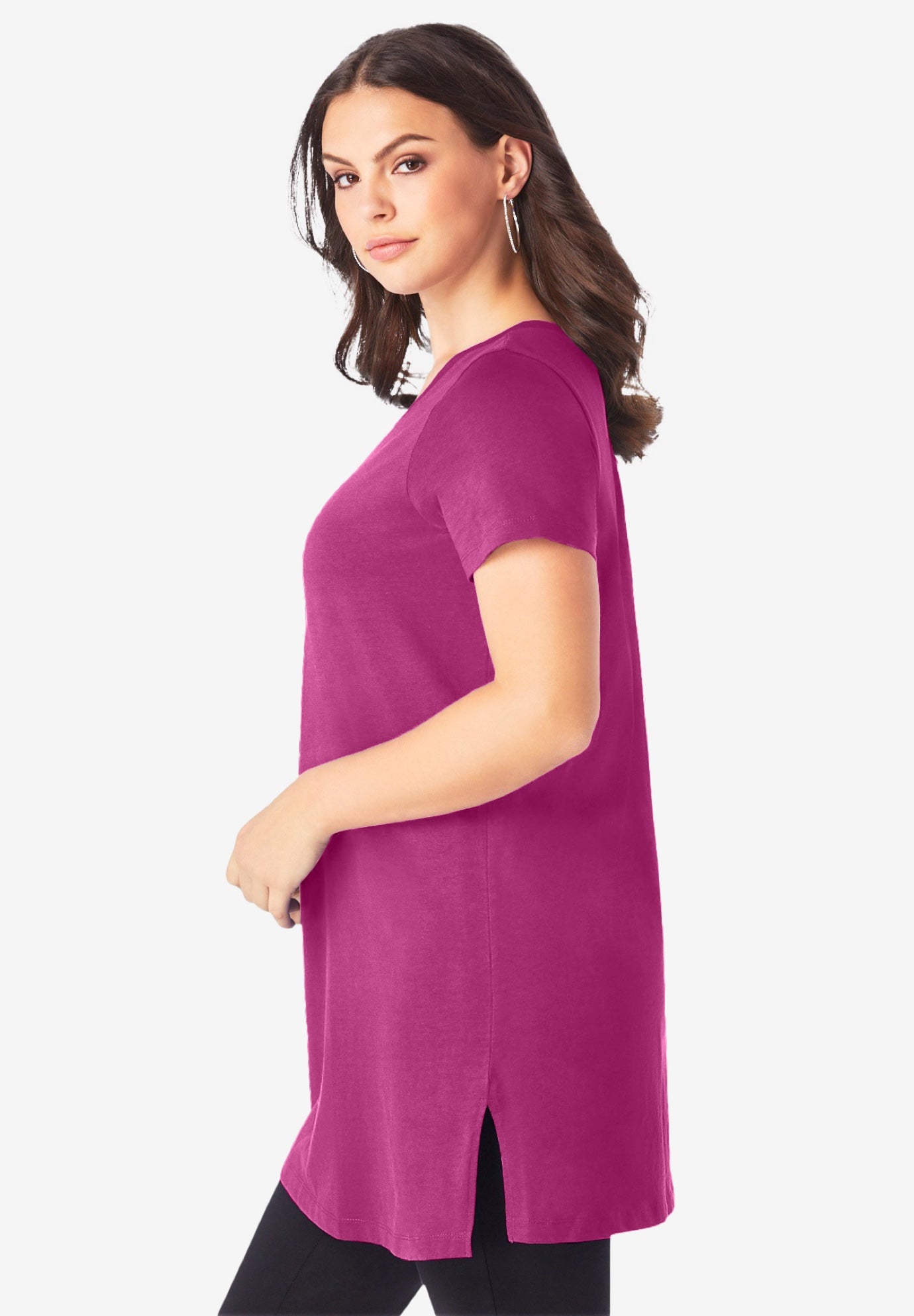 Plus Size Cotton Short Sleeve V-Neck Ultimate Tunic image number 3