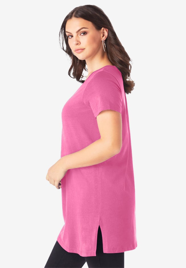 Plus Size Cotton Short Sleeve V-Neck Ultimate Tunic image number 2