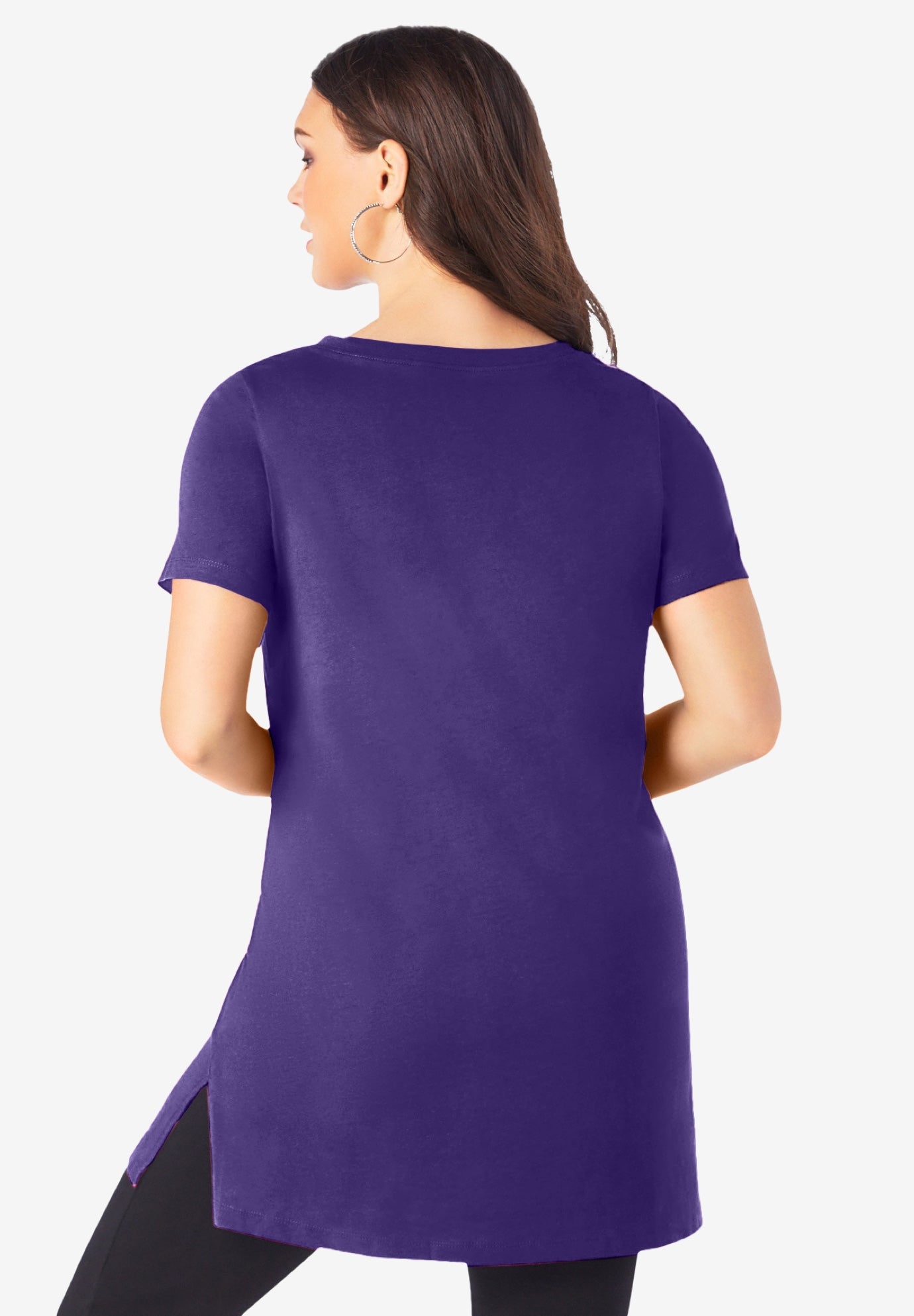 Plus Size Cotton Short Sleeve V-Neck Ultimate Tunic image number 1