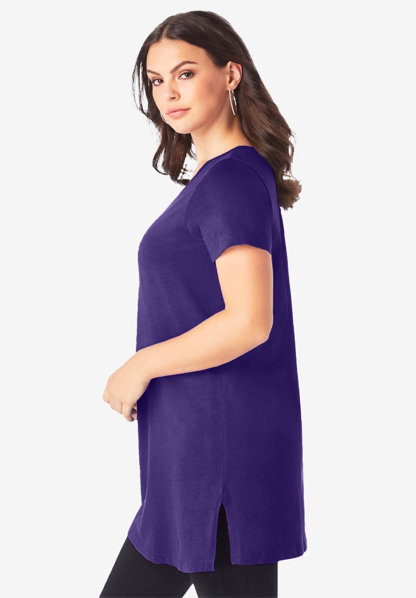 Plus Size Cotton Short Sleeve V-Neck Ultimate Tunic image number 2