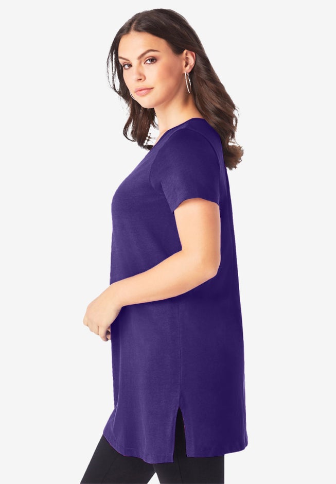 Plus Size Cotton Short Sleeve V-Neck Ultimate Tunic image number 2