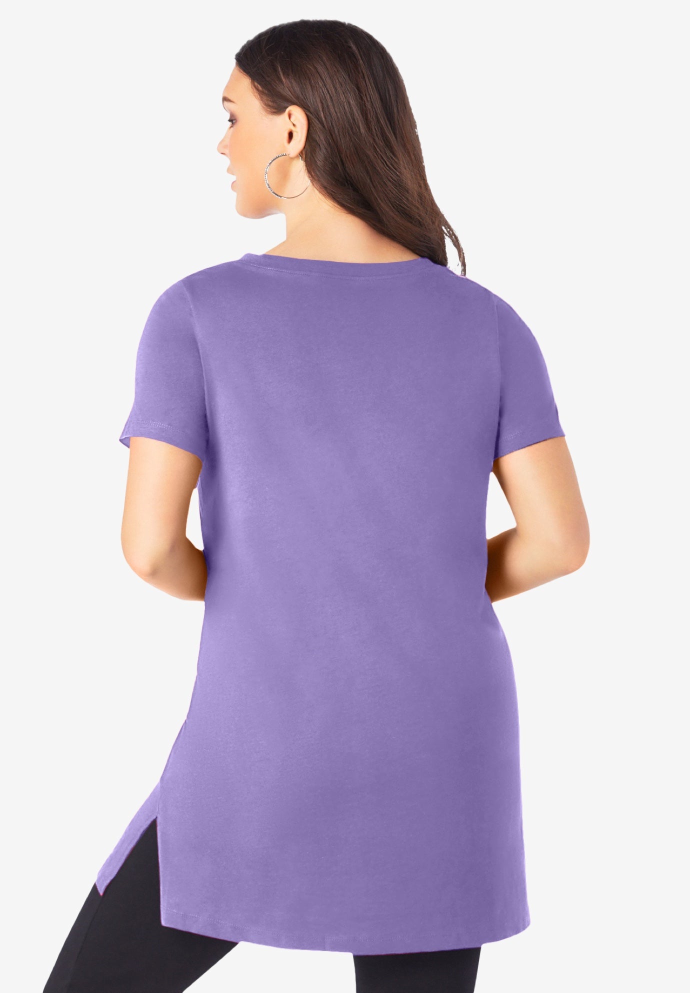 Plus Size Ultimate Cotton V-Neck Short Sleeve Tunic image number 2