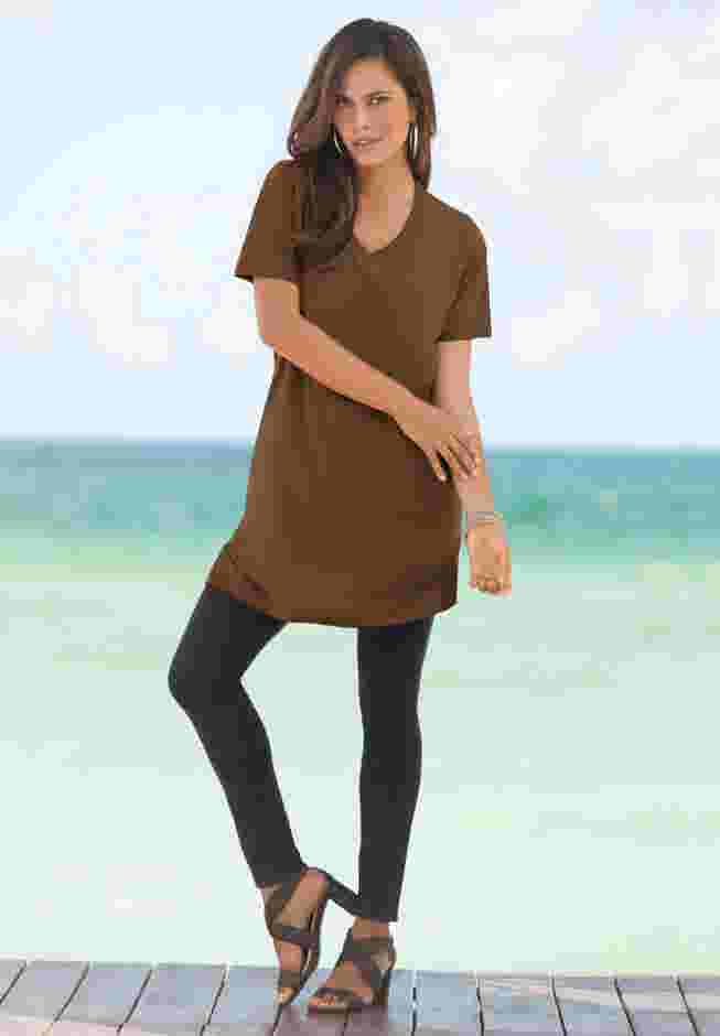 Plus Size Cotton Short Sleeve V-Neck Ultimate Tunic image number 0
