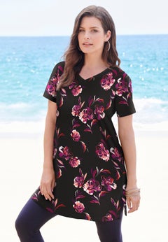 Plus Size Ultimate Cotton V-Neck Short Sleeve Tunic