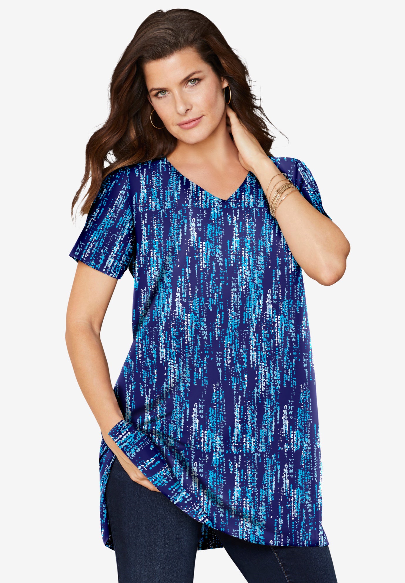 Plus Size Cotton Short Sleeve V-Neck Ultimate Tunic image number 2