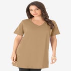 Plus Size Cotton Short Sleeve V-Neck Ultimate Tunic image number null
