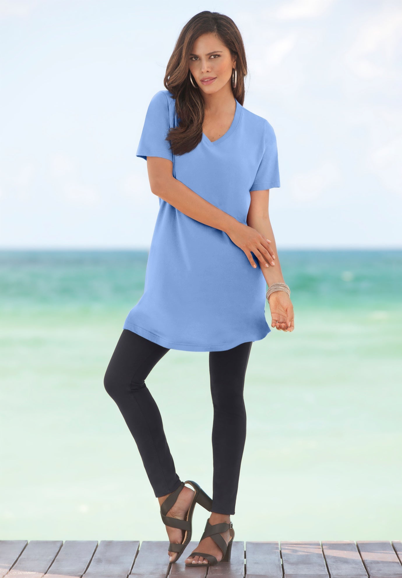 Plus Size Cotton Short Sleeve V-Neck Ultimate Tunic image number 0