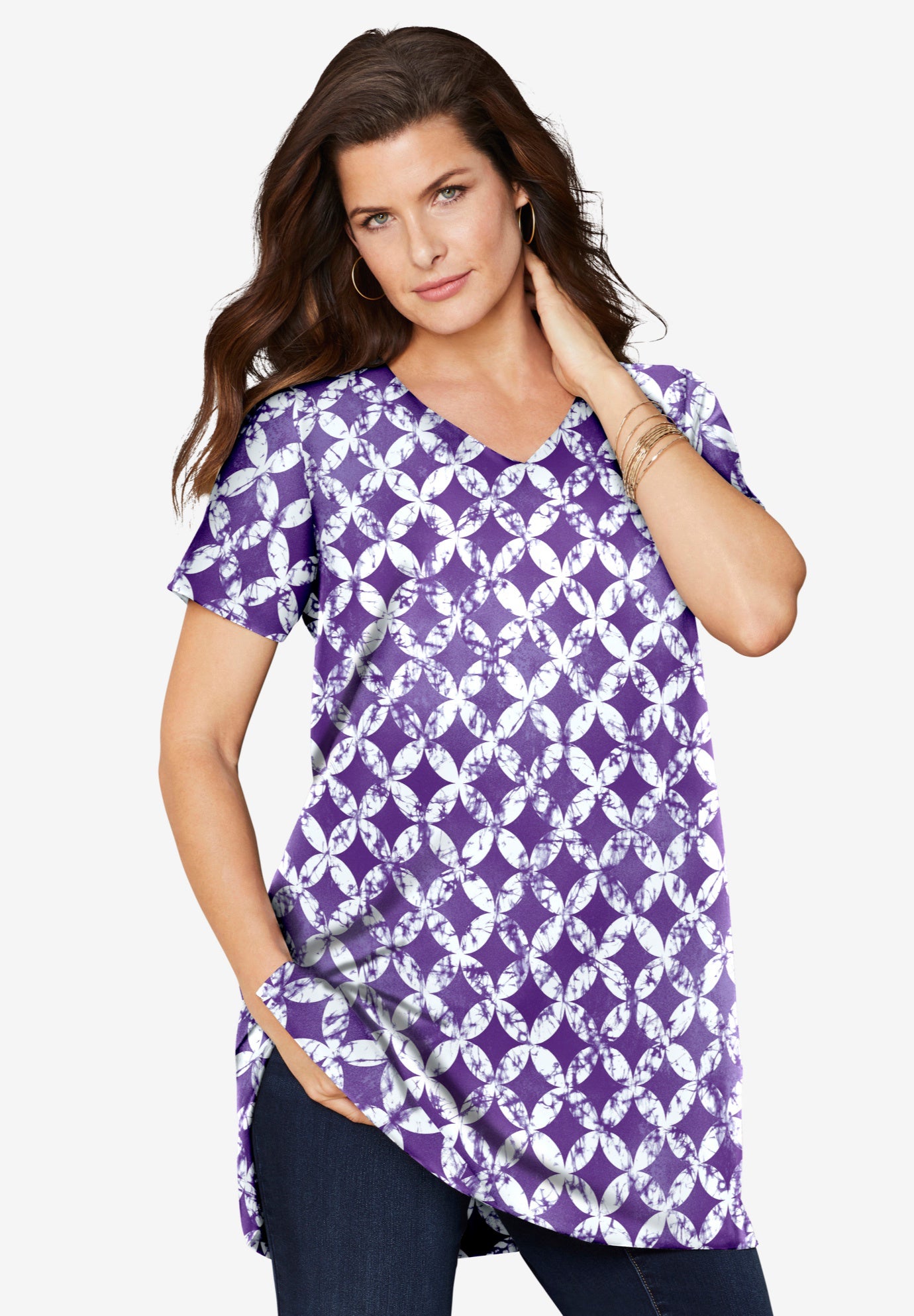 Plus Size Cotton Short Sleeve V-Neck Ultimate Tunic image number 0