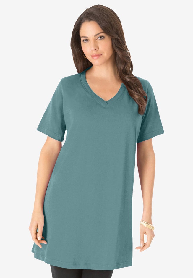 Plus Size Cotton Short Sleeve V-Neck Ultimate Tunic image number 0