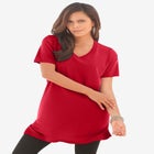 Plus Size Cotton Short Sleeve V-Neck Ultimate Tunic image number null