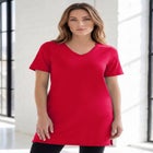 Plus Size Ultimate Cotton V-Neck Short Sleeve Tunic image number null