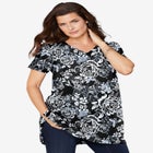 Plus Size Cotton Short Sleeve V-Neck Ultimate Tunic image number null