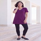 Plus Size Ultimate Cotton V-Neck Short Sleeve Tunic image number 0