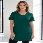Plus Size Ultimate Cotton V-Neck Short Sleeve Tunic image number null