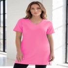 Plus Size Ultimate Cotton V-Neck Short Sleeve Tunic image number null