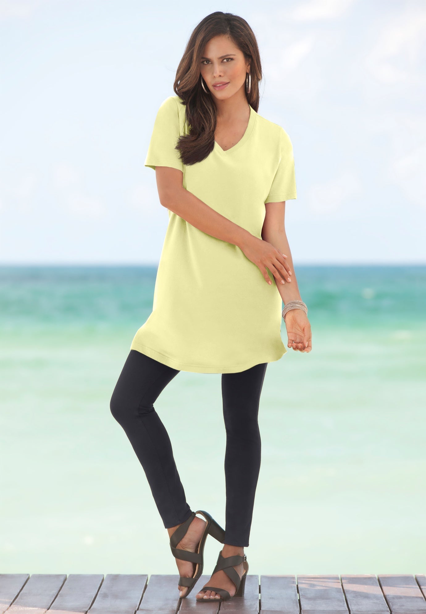 Plus Size Cotton Short Sleeve V-Neck Ultimate Tunic image number 0