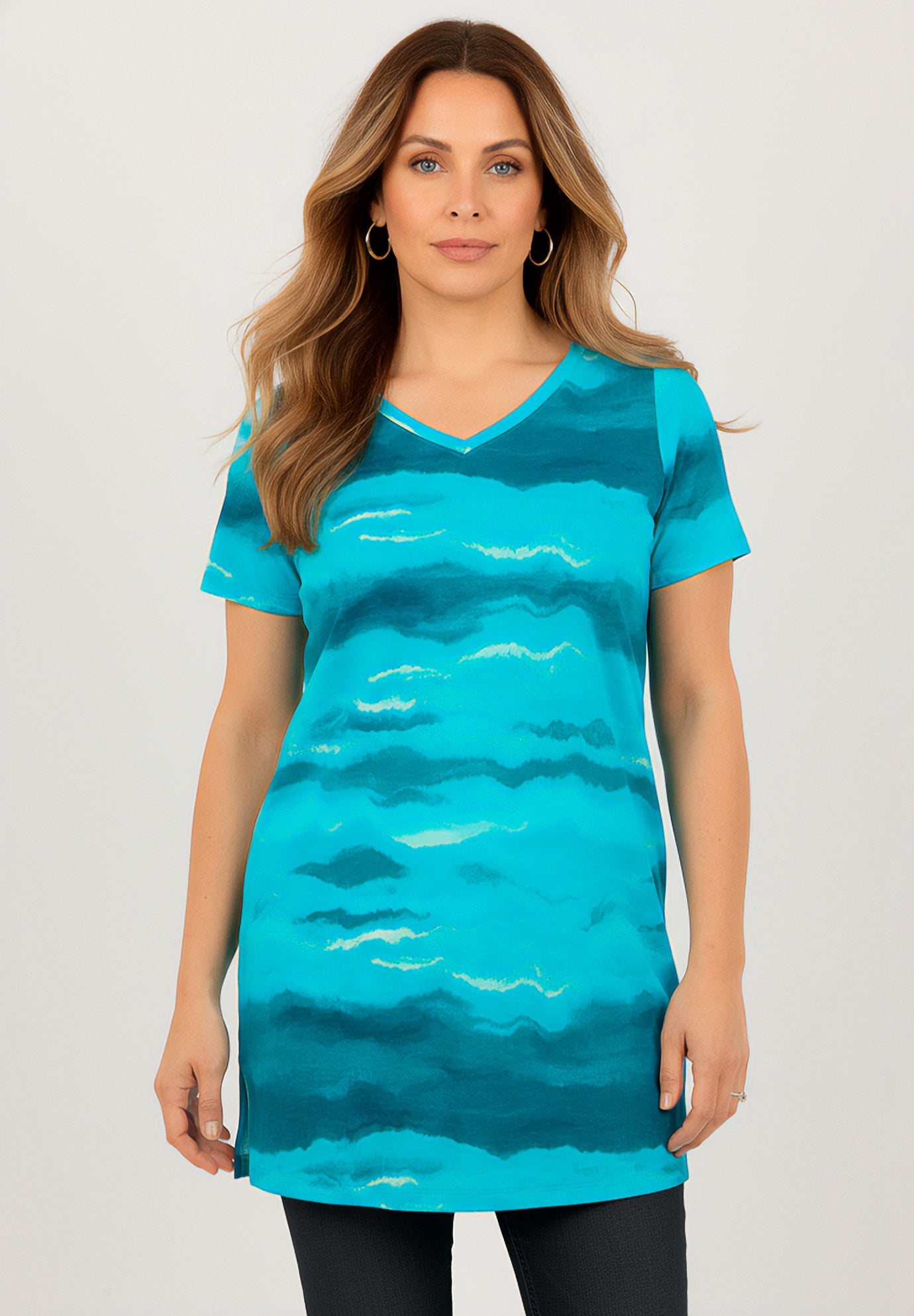Plus Size Cotton Short Sleeve V-Neck Ultimate Tunic image number 1