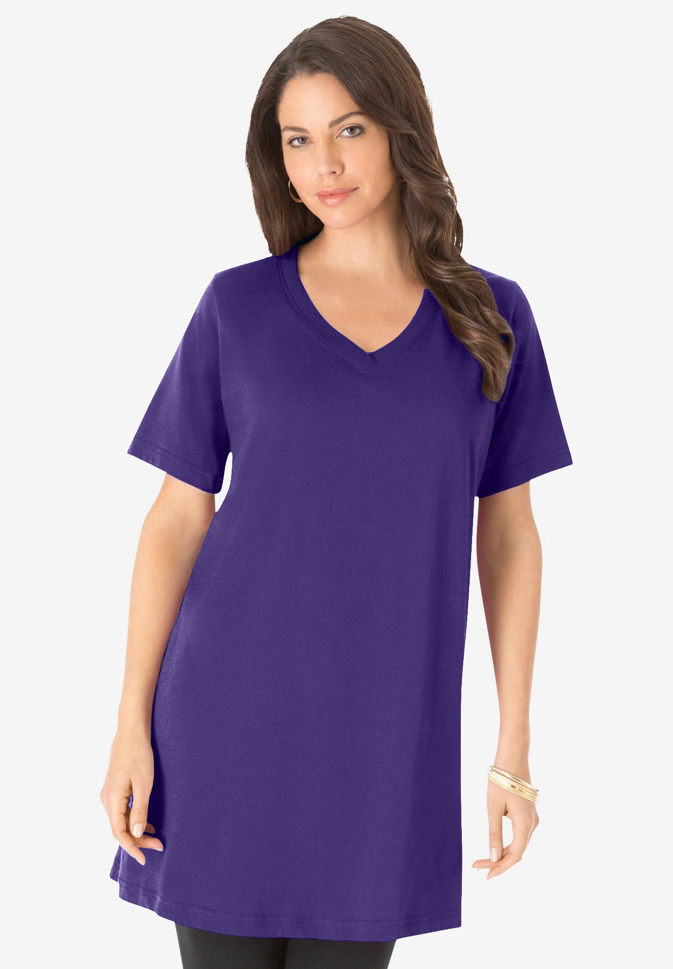 Plus Size Cotton Short Sleeve V-Neck Ultimate Tunic image number 0
