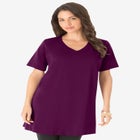 Plus Size Cotton Short Sleeve V-Neck Ultimate Tunic image number null