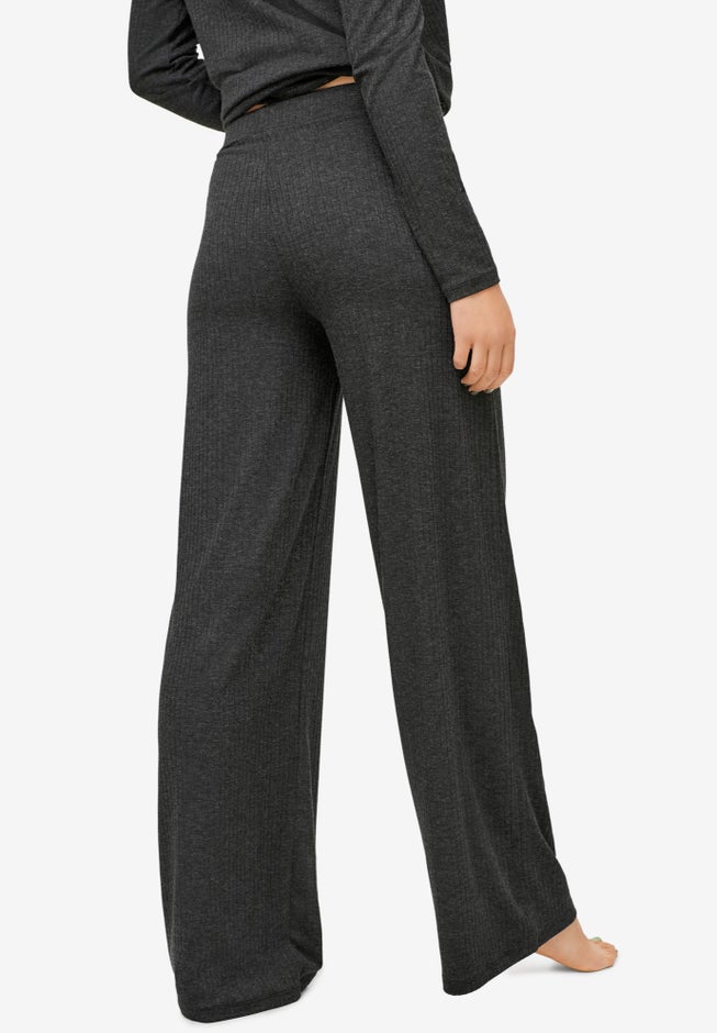 Ribbed Wide Leg Knit Pants image number null