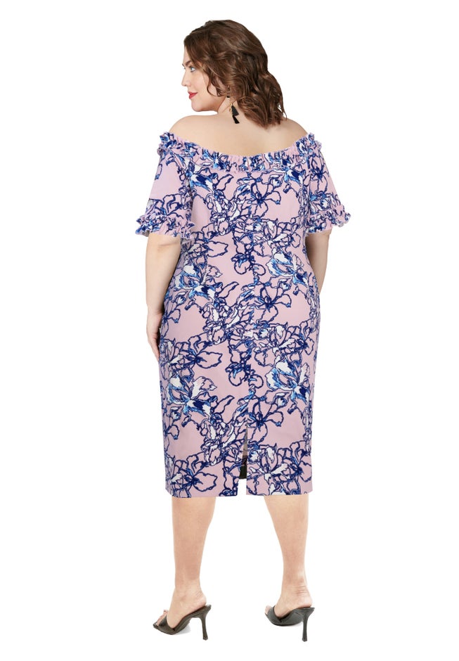 Misses Size Floral Midi Dress image number 1
