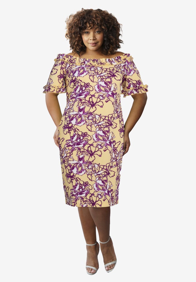 Misses Size Floral Midi Dress image number 0
