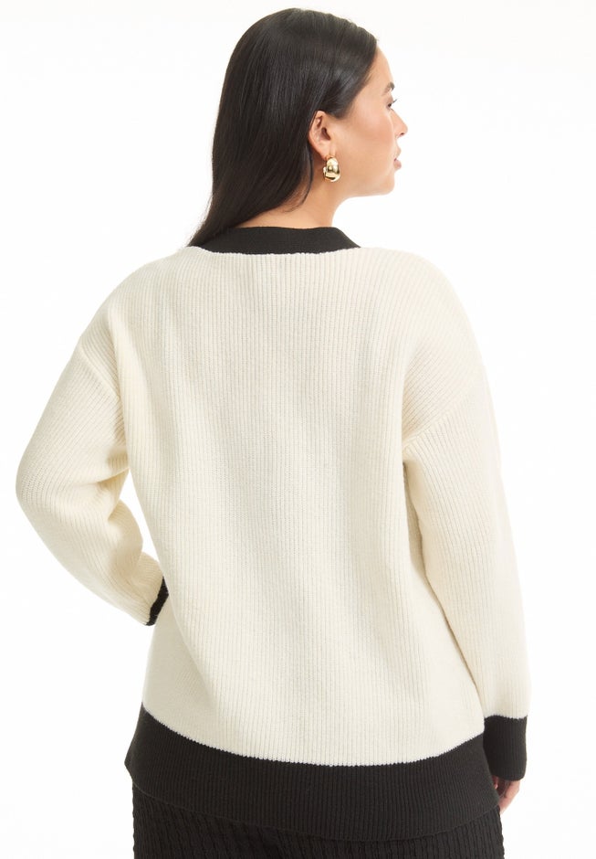 Contrast V-Neck Cardigan image number 1