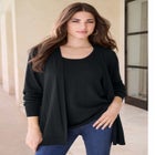 Plus Size Drop Needle Cardigan Lightweight Sweater Knit image number null