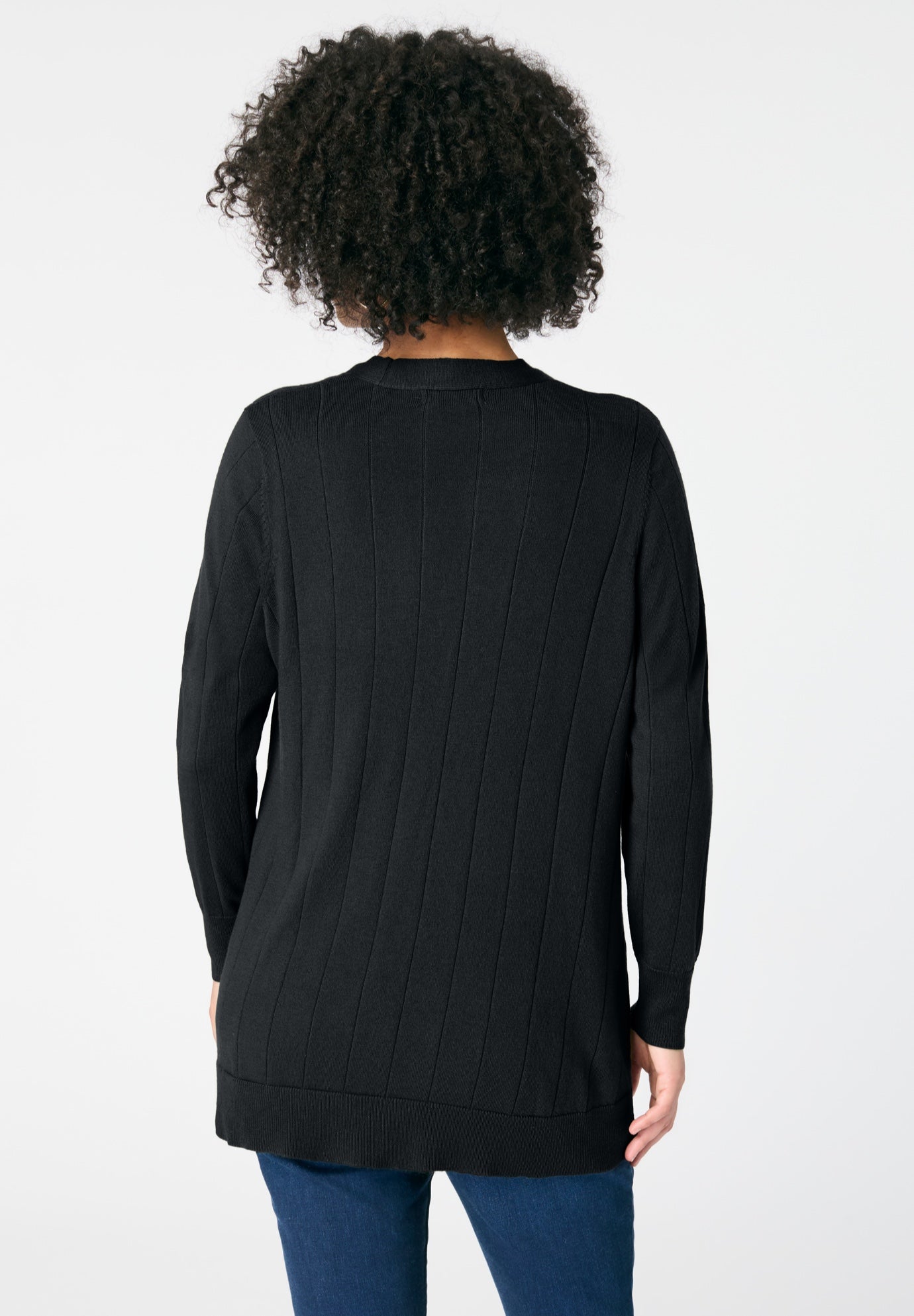 Plus Size Drop Needle Cardigan Lightweight Sweater Knit image number 2