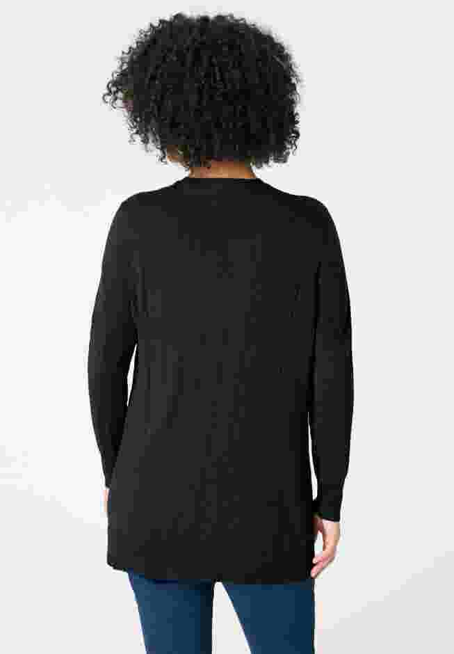 Plus Size Drop Needle Cardigan Lightweight Sweater Knit image number 2