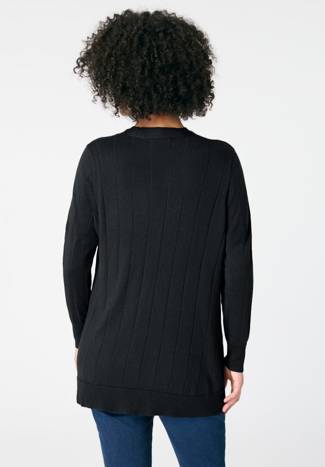 Plus Size Drop Needle Cardigan Lightweight Sweater Knit image number 2