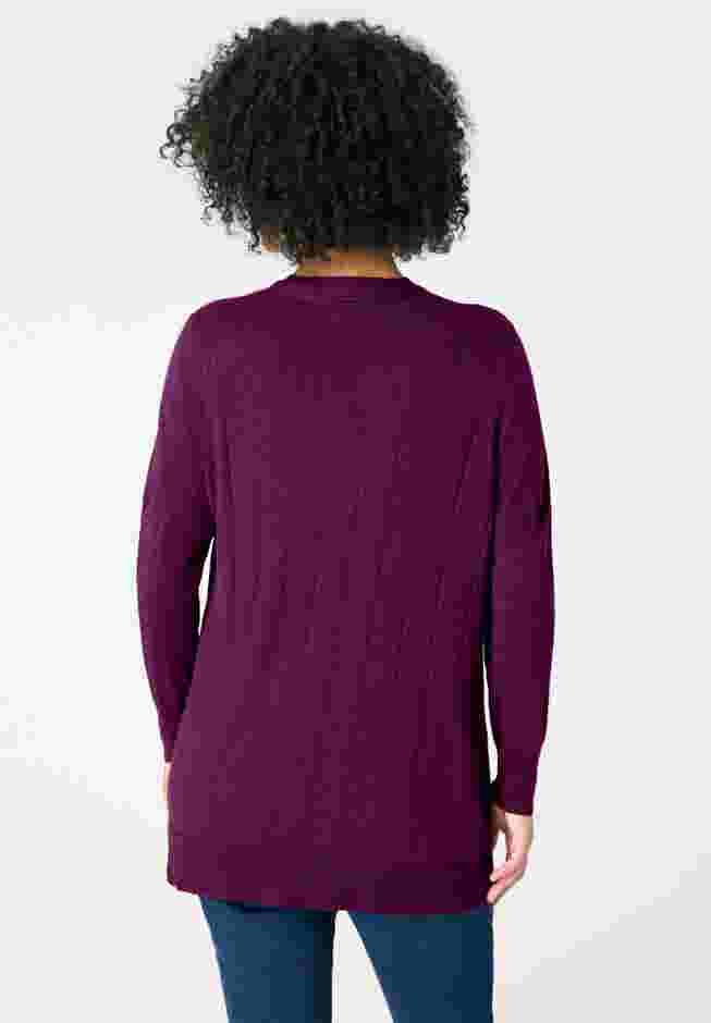 Plus Size Drop Needle Cardigan Lightweight Sweater Knit image number 2