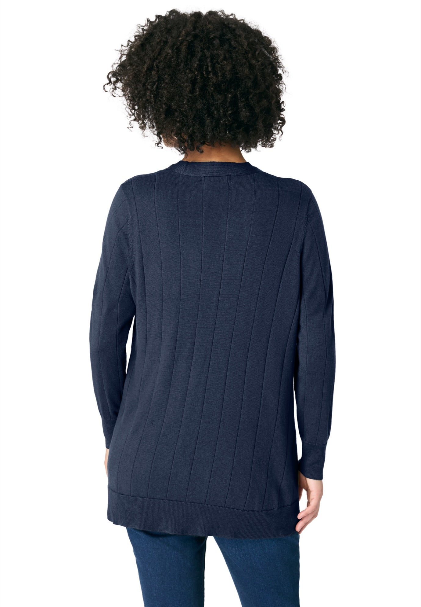 Plus Size Drop Needle Cardigan Lightweight Sweater Knit image number 2