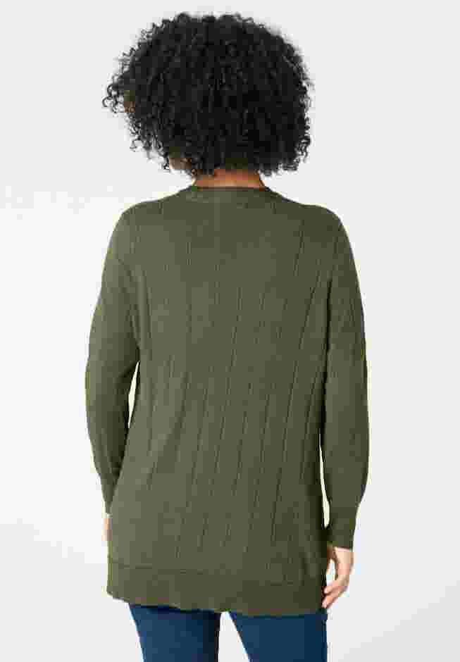 Plus Size Drop Needle Cardigan Lightweight Sweater Knit image number 1