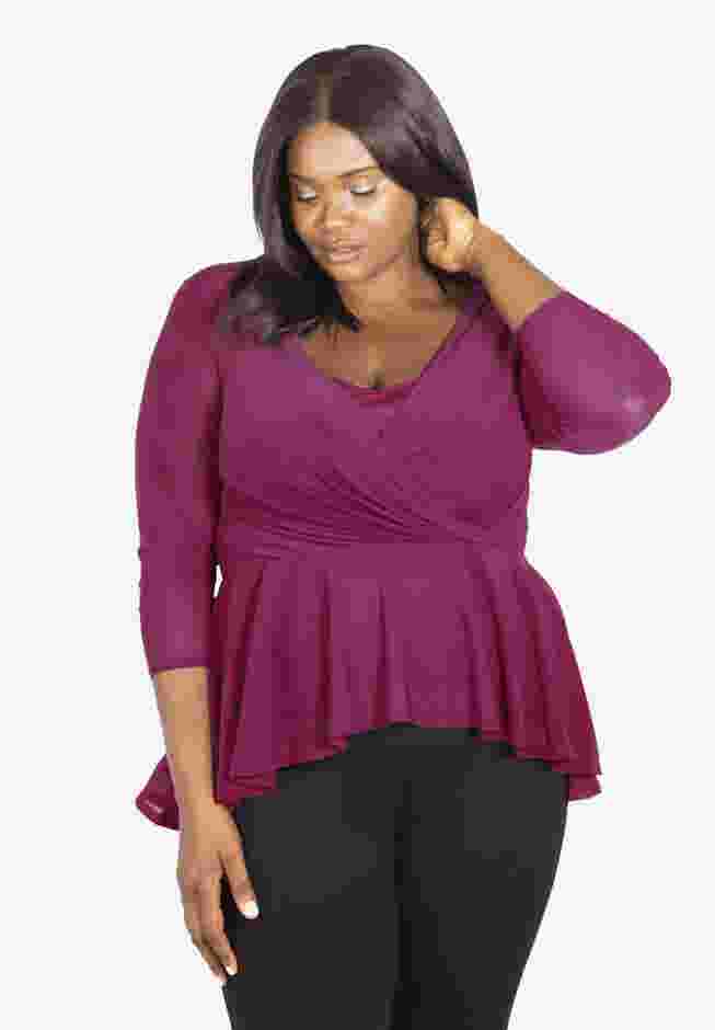 Three-Quarter Sleeve Mesh Top image number 0