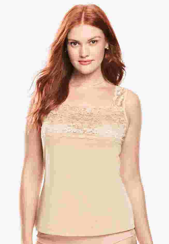 Silky Lace-Trimmed Camisole image number 2