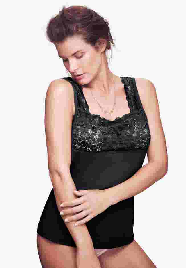 Silky Lace-Trimmed Camisole image number 1