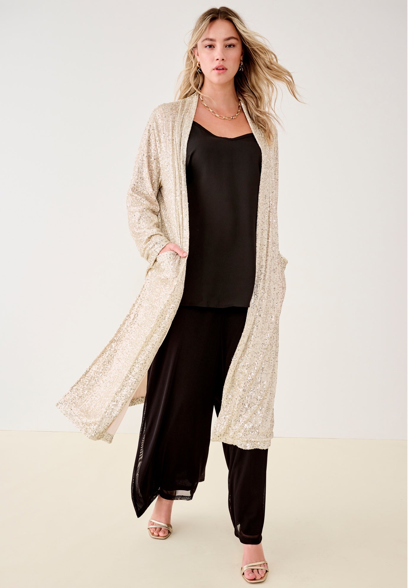 Plus Size Sequin Duster image number 0