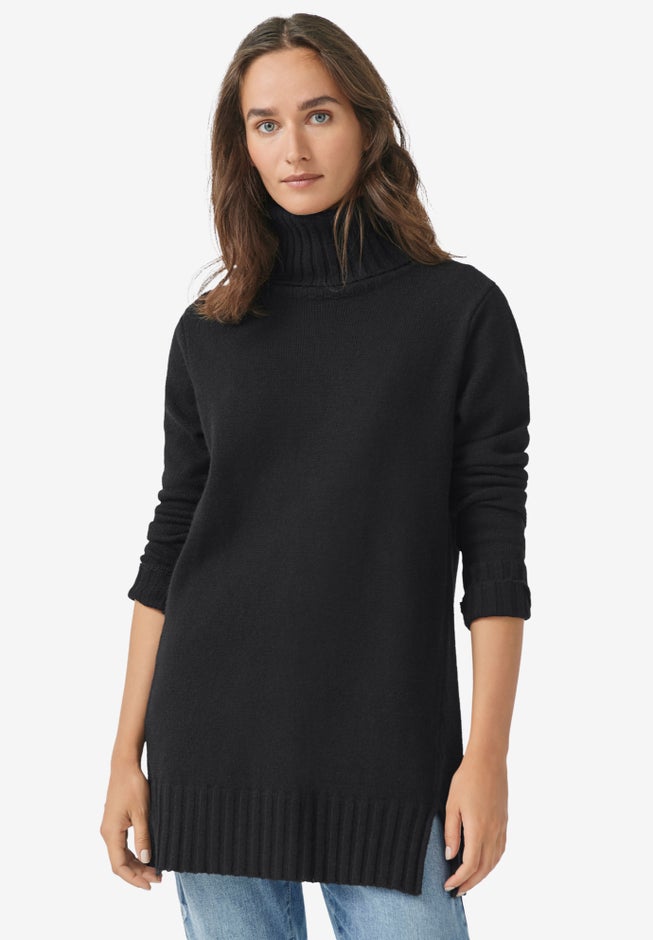 Ribbed Turtleneck Tunic Sweater image number 0