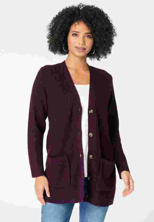 Waffle Button Front Cardigan image number 0