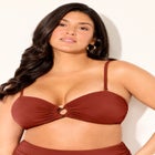 Ruched Ring Bandeau Bikini Top image number null