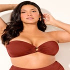 Ruched Ring Bandeau Bikini Top image number null