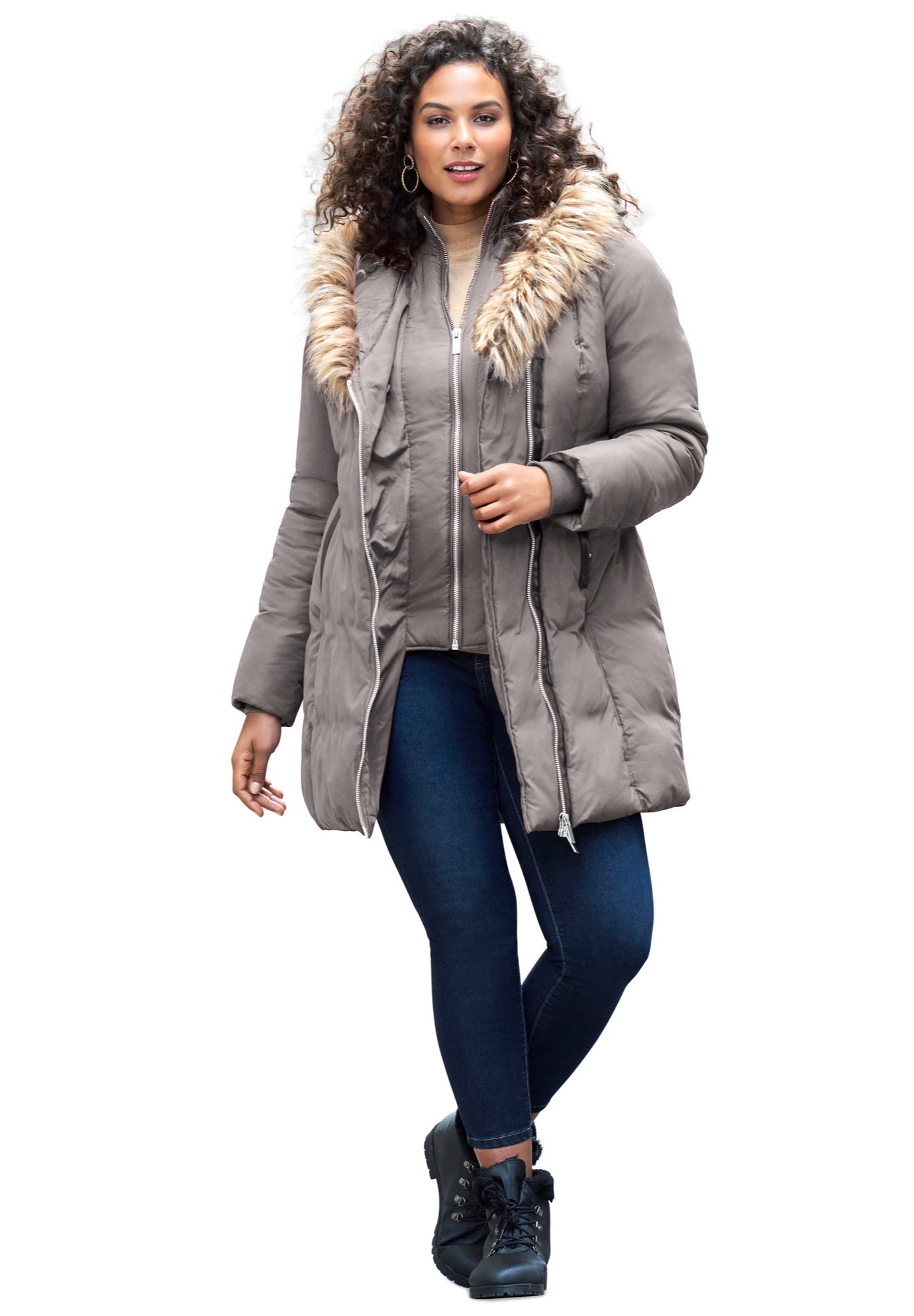 Plus Size Double Layer Puffer Coat image number 0