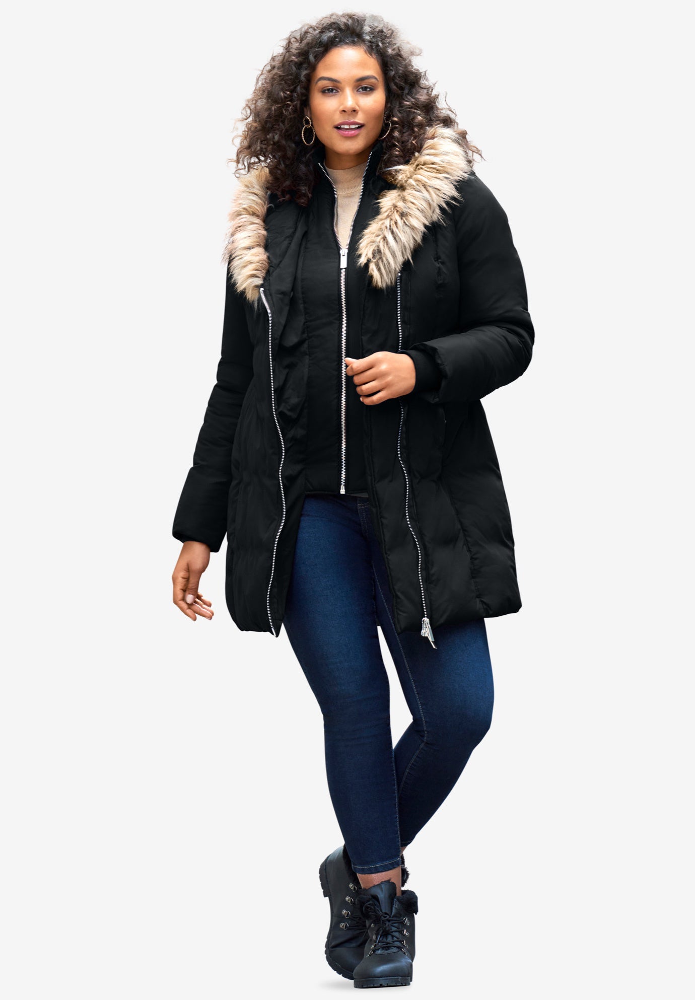 Plus Size Double Layer Puffer Coat image number 0