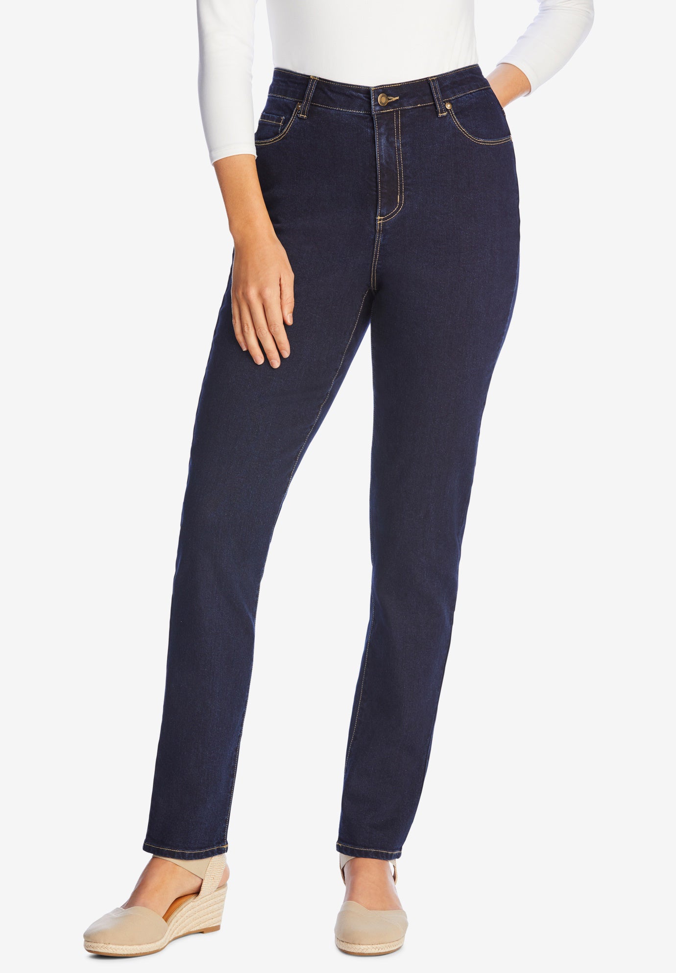 Straight-Leg Stretch Comfort Denim Five-Pocket Jeans image number 0