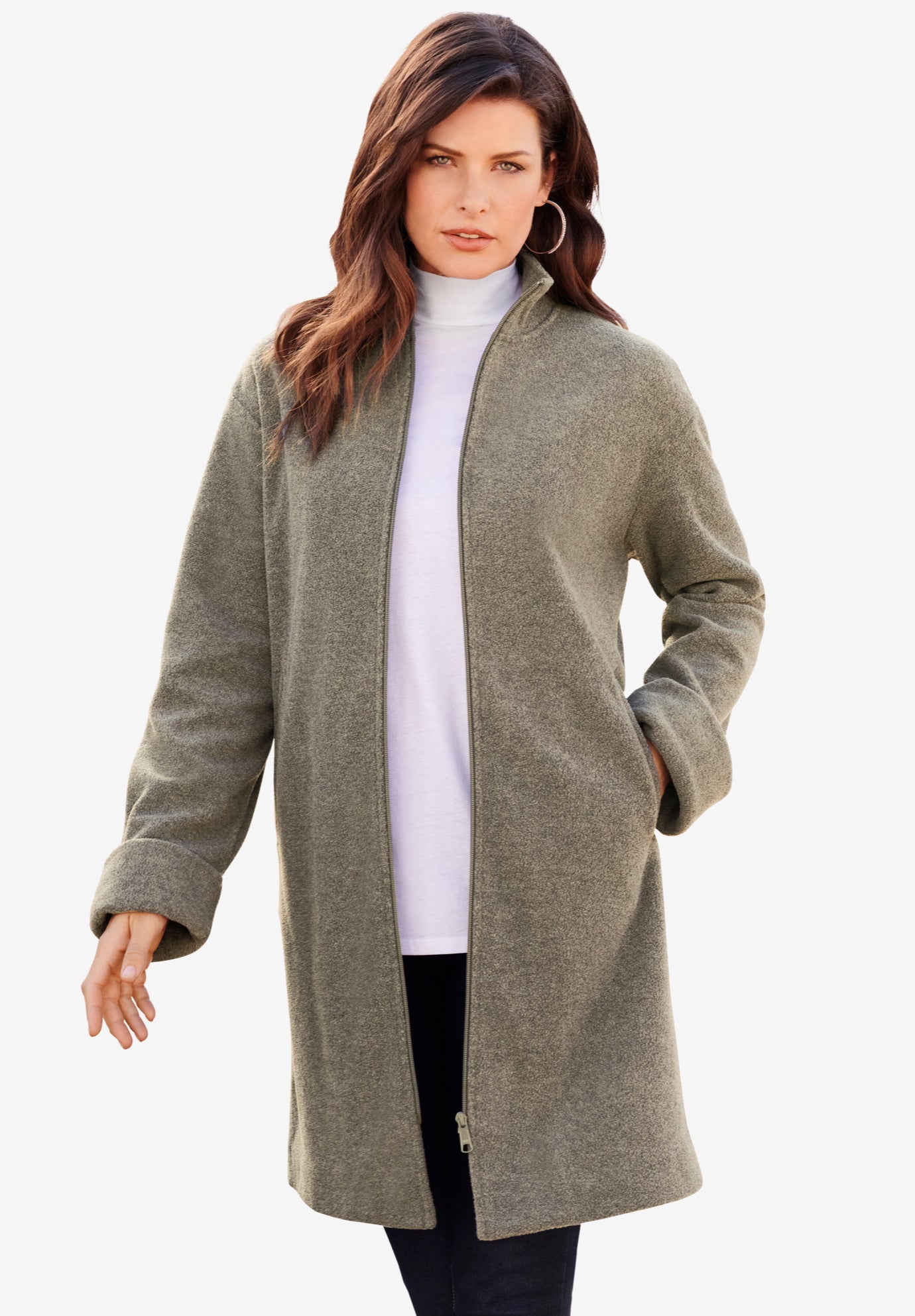 Plus Size Fleece Driving Coat image number 0